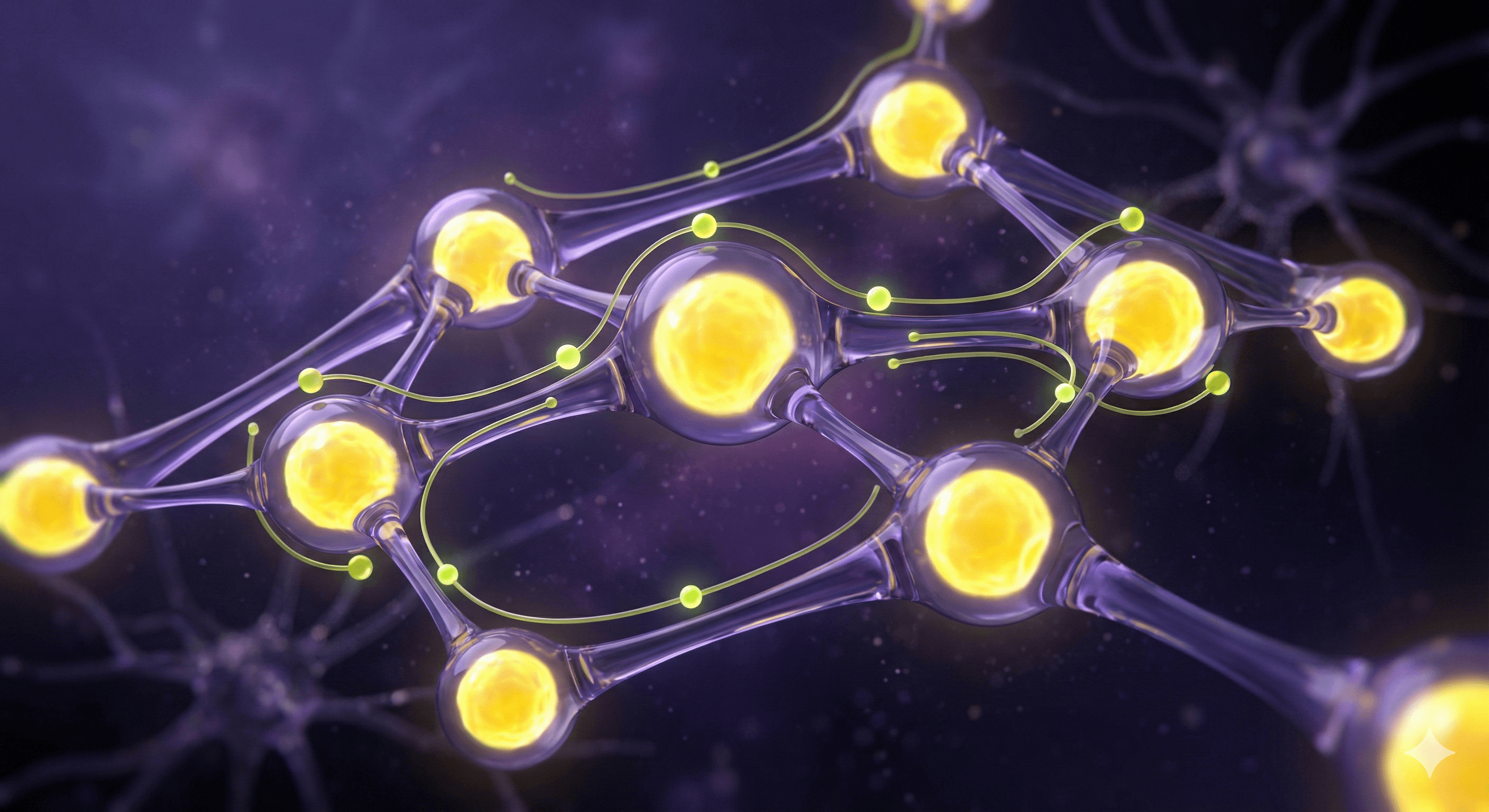 Human-first values and balanced-brain approach visualized through warm abstract neuro-assets
